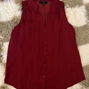 Banana Republic Deep Red Button Front Sleeveless Blouse